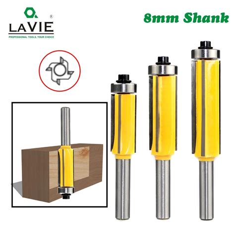 Lavie 1pc 8mm Flush Trim Bit Z4 Pattern Router Bit Top And Bottom Bearing