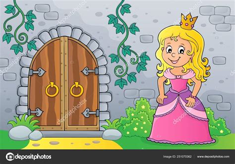 Princesa Por Puerta Vieja Tema Imagen Vector De Stock Por Clairev