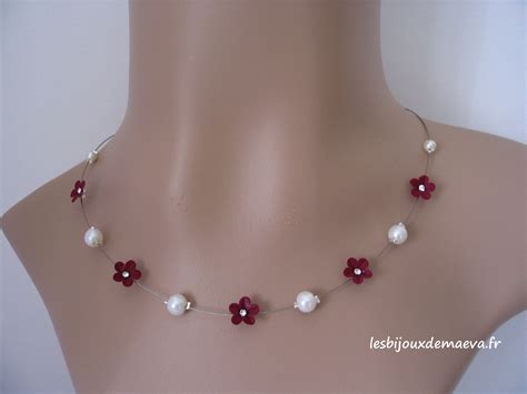 Bijoux Mariage Bordeaux Collier Fleurs Et Perles Emoi