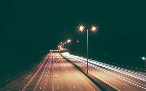 Highway Night Lights Royalty Free Stock Photo