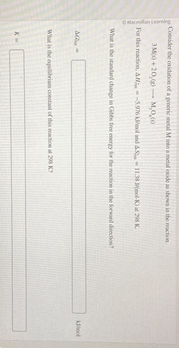 Solved Consider The Oxidation Of A Generic Metal M Into A Chegg