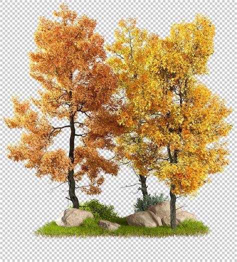 Premium Psd Cut Out Nature Autumn Wild Landscaping Composition Design