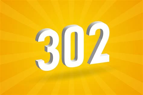 3D 302 number font alphabet. White 3D Number 302 with yellow background ...