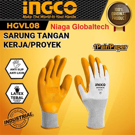 Jual INGCO HGVL08 SARUNG TANGAN KERJA PROYEK INDUSTRI LATEX SAFETY