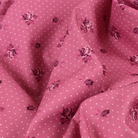 Stoff Kleine Rosen Punkte Pink Baumwolle Perkal Blumen