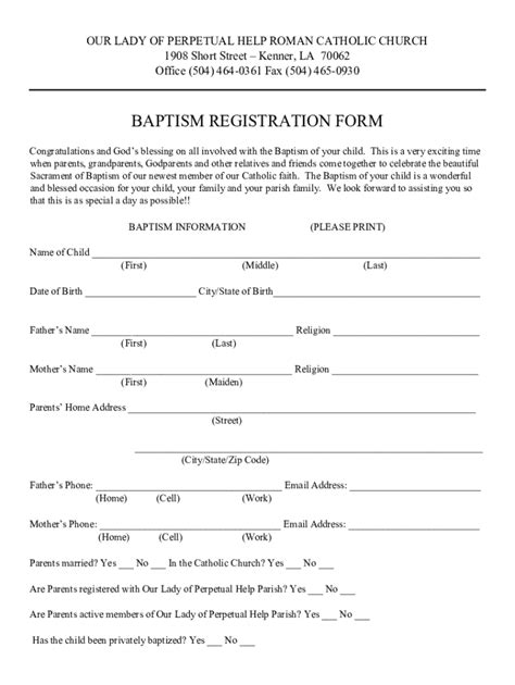 Fillable Online Baptism Registration Form Pdf 1 Fax Email Print Pdffiller