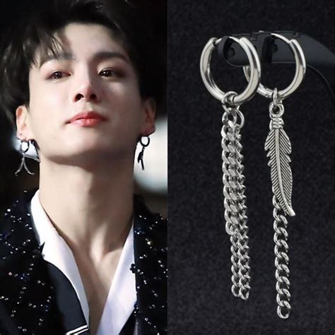 Bts Jungkook Feather Earrings Bts Earrings Jungkook Earrings Kpop Earrings