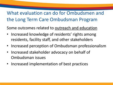 Long Term Care Ombudsman Program Evaluation Activities Ppt Download