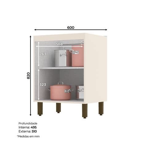 Balcão 60cm 2 Porta Tampo 100 MDF Aurora Espresso Móveis