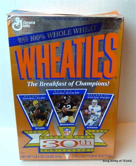 Wheaties 1995 Super Bowl 30th Anniversary Box Aikman Starr Bradshaw