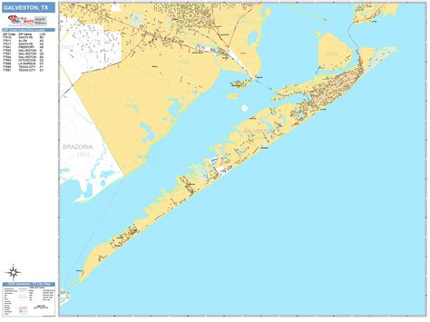 Galveston Texas Wall Map Basic Style By Marketmaps