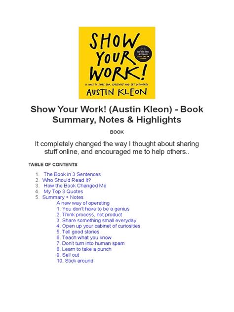 Show Your Work My Summary | PDF | Creativity | Thought