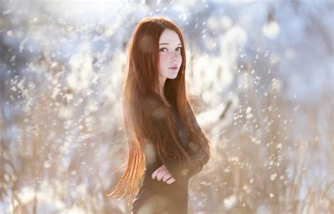 Wallpaper Sunlight Women Outdoors Redhead Model Long Hair Black