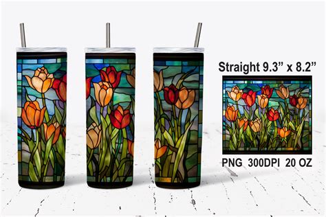 Stained Glass Tulip Flowers Tumbler Wrap Graphic By Cutfilesgallery