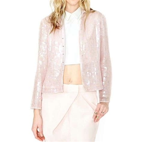 Blazers For Women Pink Sequin Plain Turndown Collar Long Sleeve 35 Liked On Polyvore