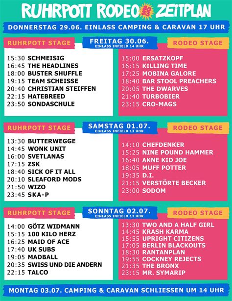 Ruhrpott Rodeo Running Order Timetable