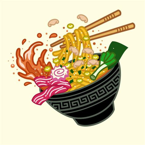 Delicious Ramen Noodle In Vector Cartoon Style 24151713 Vector Art At