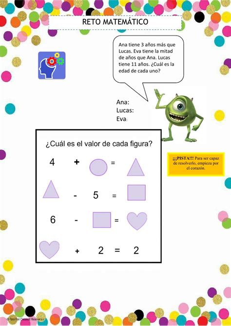 Ejercicio de RETO MATEMÁTICO para segundo de primaria Worksheets Map