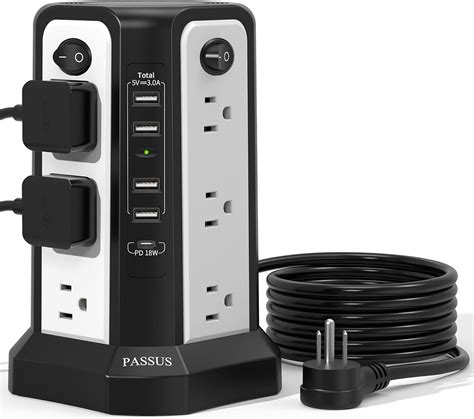 Tower Power Bar With Usb C Fast Charging Port Tower Surge Protector