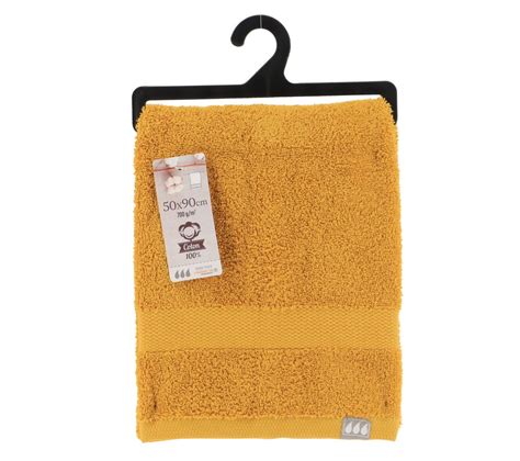 Lot De 4 Serviettes De Toilette Tissu Éponge 100 Coton Jaune Moutarde