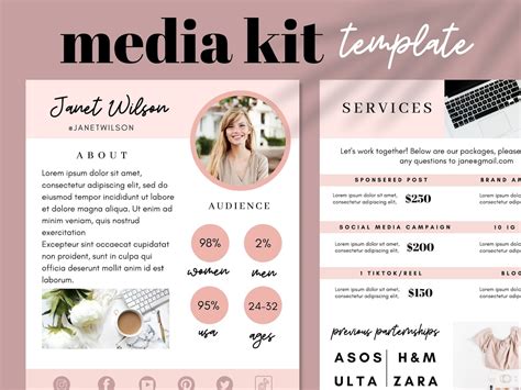 Media Kit Media Kit Influencer Media Kit Template Media Etsy UK