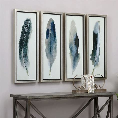 Uttermost Feathered Beauty Framed Wall Art 4 Piece Set Frames On Wall