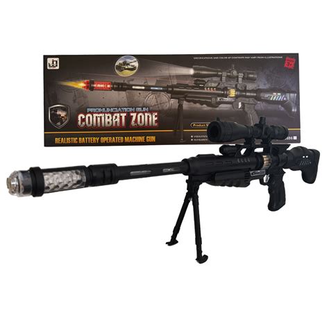 Arma Metralhadora Sniper De Brinquedo 68 Cm Som E Luz Escorrega O