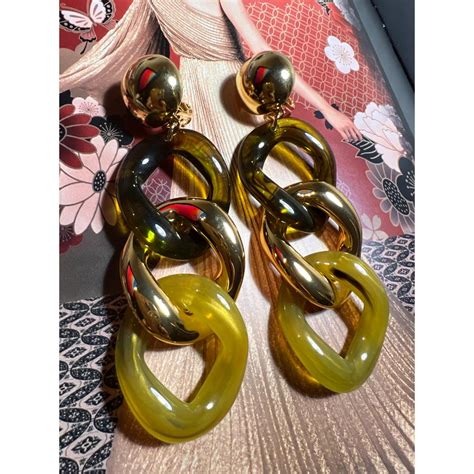 Boucles Oreilles Maillons Karine Vert Doré