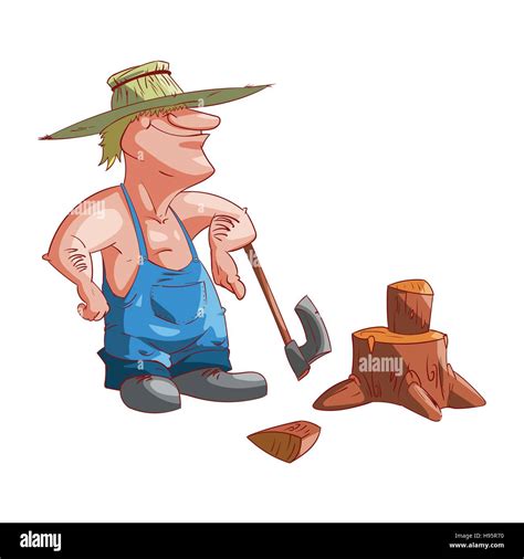 Bunte Vektor Illustration Eines Cartoon Landwirt Oder Redneck Stock