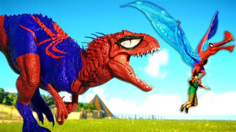 Spiderman Tropeognathus Vs Spiderman I Rex Vs T Rex Dinosaurs Battle