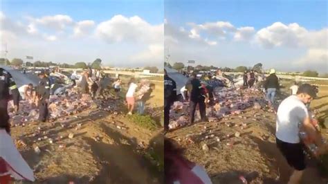 Video Tr Iler Que Transportaba Cerveza Vuelca Y Desata Rapi A En