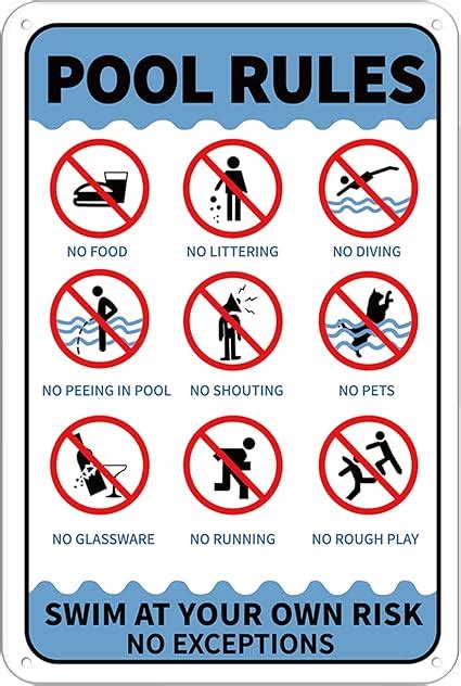 Globleland Summer Pool Rules Swim At Your Own Risk No Exceptions Sign