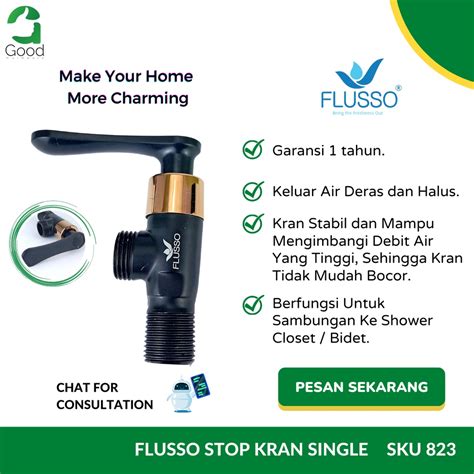 Jual FLUSSO Stop Kran 1 2 Inch Hitam Stop Kran Air Shower Stop Kran