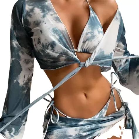 Traje De Ba O De Tres Piezas Sexy Bikini De Dos Piezas Te Cuotas Sin Inter S