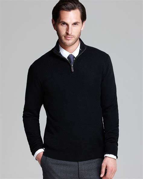 The Men S Store At Bloomingdale S Cashmere Quarter Zip Mockneck Sweater