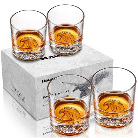 Buy Haunio Whiskey Glasses Set Of 4 10 Oz Old Fashioned Crystal