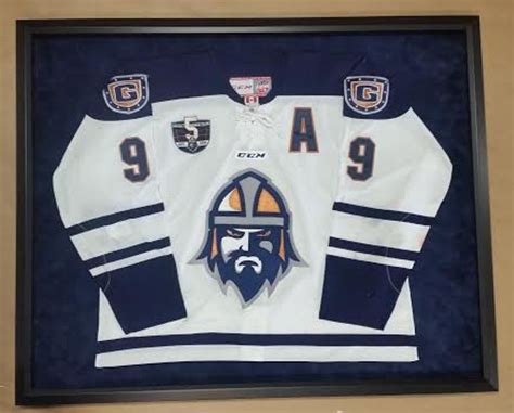 Framed Hockey Jersey Complete With Blood Stain Columbia Frame Shop