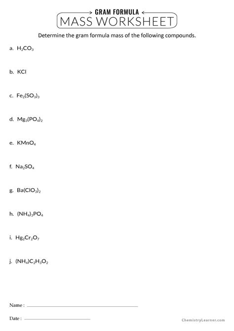 Free Printable Molar Mass Worksheets Worksheets Library