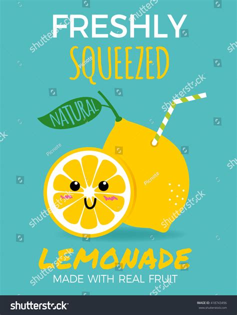 Cute Lemon Drink Straw Fresh Lemonade Stock Vector 418743496 Shutterstock