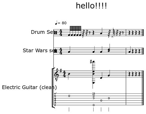 Hello Sheet Music For Drum Set Star Wars Set Electric Guitar