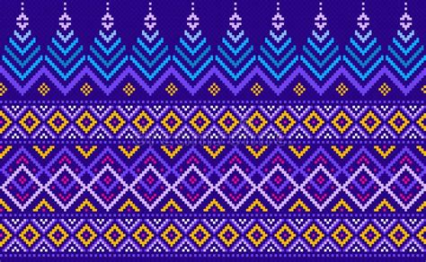 Geometric Ethnic Pattern Vector Embroidery Ornate Background Blue And