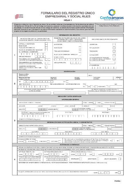 Formulario Del Registro Unico Empresarial Y Social Rues Contabilidad