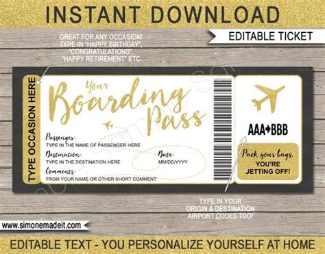 Printable Fake Airline Ticket