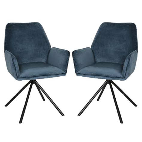 Utica Blue Carver Velvet Dining Chairs In Pair Furniture In Fashion