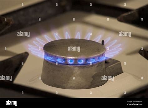 Gas Flames Stove Stock Photo Alamy