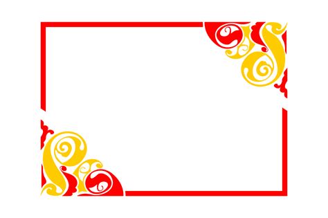 Red And Yellow Ornament Border Design 13078548 Png