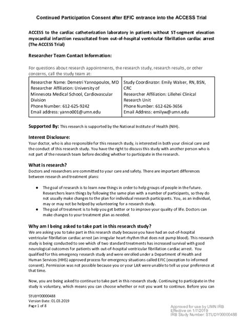 Fillable Online Clinicaltrials Govct2showACCESS To The Cardiac Cath Lab