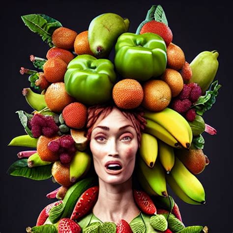 Krea Ai Fruit Dryad By Arcimboldo Fruit Megan Fox Editori