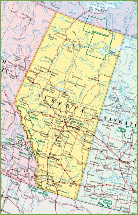 Large Detailed Map Of Alberta With Cities And Towns Printable Alberta