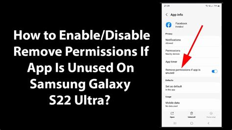 How To Enable Disable Remove Permissions If App Is Unused On Samsung